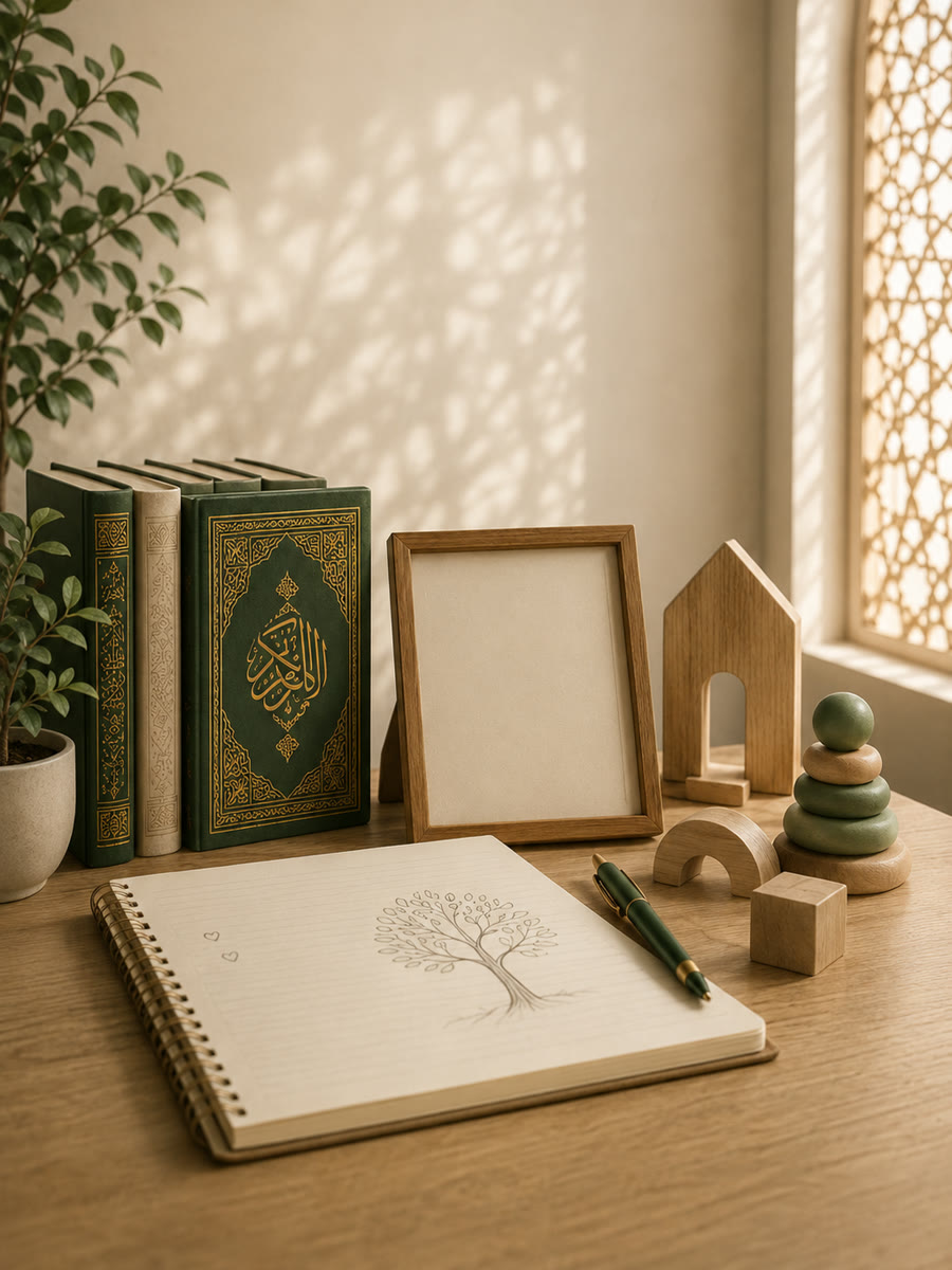 Parenting coaching — Quran, a Good Parenting notebook and wooden toys